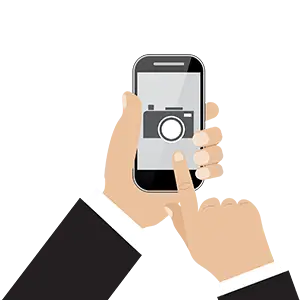 Ícone Tirar foto, mostrando uma pessoa com celular tirando foto.
